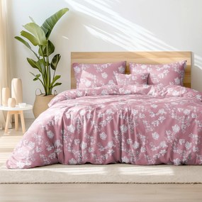 Goldea lenjerie de pat din 100% bumbac - crini pe roz vechi 140 x 220 și 50 x 70 cm