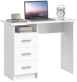HOMCOM Birou pentru Calculator cu 3 Sertare și Spațiu de Depozitare, 100x40x75 cm, Alb | Aosom Romania