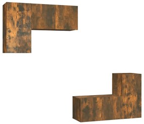 3120272 vidaXL Set dulapuri TV, 4 piese, stejar fumuriu, lemn prelucrat