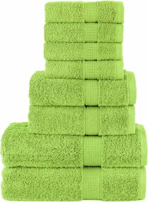 vidaXL Set de prosoape premium SOLUND, 8 piese, verde măr, 600 g/m²