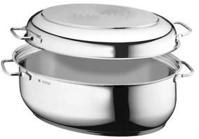 Tavă ovală de copt cu capac WMF 41x28,5 x18 cm oțel inoxidabil
