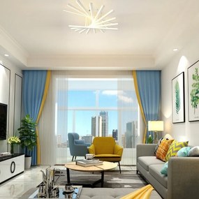 Lustră LED cu 9 surse de iluminare, 164W, cu telecomandă – Design clasic alb