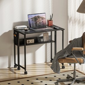 HOMCOM Birou Pliant 80cm Depozitare Negru | Aosom Romania