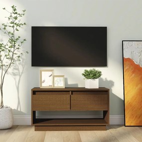 Comoda TV, maro miere, 74x34x40 cm, lemn masiv de pin