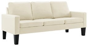 288765 vidaXL Canapea cu 3 locuri, crem, piele ecologică