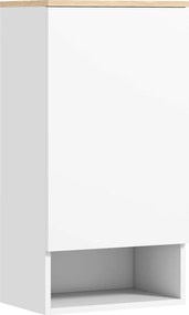 HOMCOM Dulap de perete pentru baie cu rafturi reglabile, compartiment deschis, lemn, Weiß | Aosom Romania