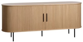 Comodă joasă cu aspect de lemn de stejar cu ușă glisantă 76x180 cm Nola – Unique Furniture