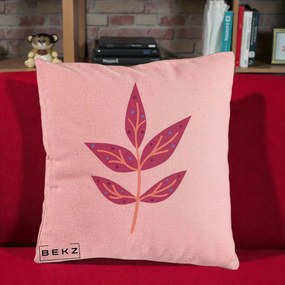 Perna Decorativa Ramura Botanica Mov, 40x40 cm, Roz, Husa Detasabila, Perna Inclusa, BEKZ®
