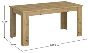 Masa dining extensibila, stejar Artisan, 160-210x80 cm, AIRON