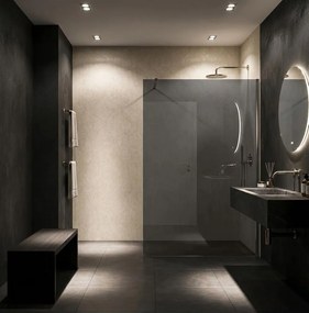 Paravan de dus fumuriu Rea Flexi Grey 140 cm crom