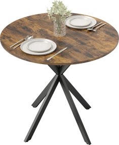HOMCOM Masă rotundă de bucătărie, 80 cm, blat compact, plăci aglomerate, metal, Maro rustic | Aosom Romania