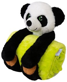 Pătură de copii Carol, cu jucărie din pluș panda, 80 x 100 cm