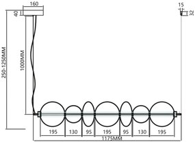 Lustră LED pe cablu DAPHNE LED/40W/230V gri
