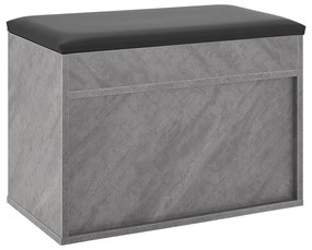 Suport pantofi cu capac rabatabil și scaun tapițat 60 x 30 x 44 cm aspect beton