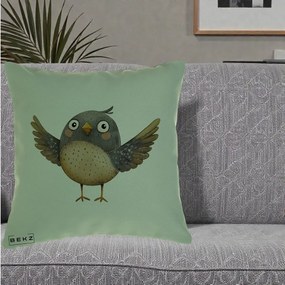 Perna Decorativa Pasare cu Aripi Intinse, 40x40 cm, Verde, Husa Detasabila, Perna Inclusa, BEKZ®