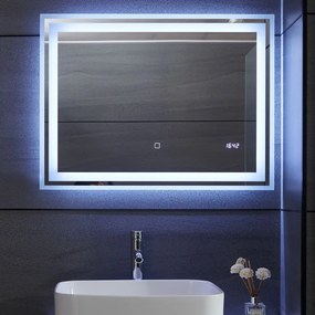 Aquamarin Oglindă de baie cu iluminare LED, 80 x 60 cm