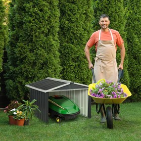 Outsunny Adăpost pentru mașina de tuns iarba robotică, garaj pentru robot, shed din oțel gri | Aosom Romania