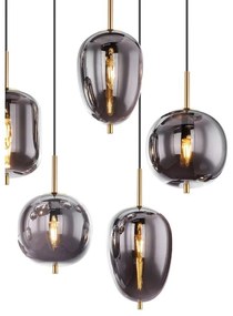 Lustra cu 8 pendule design modern Blacky I negru mat, alama