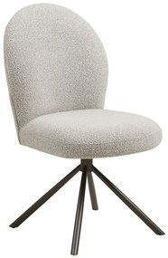 Scaun de dining Lana cu rotire, cataramă, culoare nisip, picioare gri