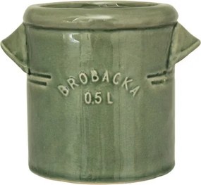 Ghiveci din ceramică glazurată manual 0,5L verde închis, „Brobacka"