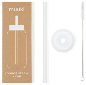 Pai de băut cu perie de curățare/cu capac inclus din silicon Clear – Muuki