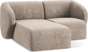 Colțar maro deschis cu tapițerie din chenille (cu colț pe partea stângă/cu șezlong) Lani – Makamii