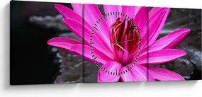 Tablou - floarea roz (cu ceas) (90x30 cm)