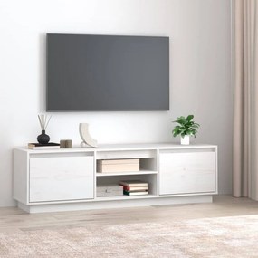 Comoda TV, alb, 140x35x40 cm, lemn masiv de pin