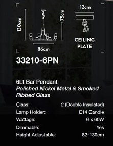 Candelabru modern design elegant Belle nickel/fumuriu