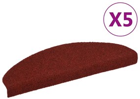 vidaXL Covorașe pentru scări autoadezive, 5 buc., 65x21x4 cm, roșu bordeaux, semirotunde, mari