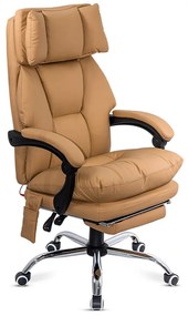 Scaun de birou cu masaj și încălzire din piele ecologică OFF 414 bej