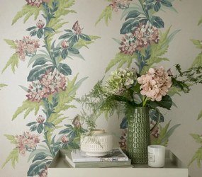 Tapet Aurora, Moss Green and Pink Luxury Floral, 1838 Wallcoverings, 5.3mp / rola