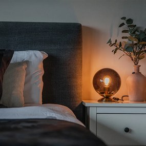 Lampă de masă Art Deco din alamă cu sticlă neagră - Pallon