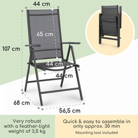 London Lite, scaun pliabil, 56,5 x 107 x 68 cm, ComfortMesh, aluminium