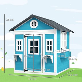 Outsunny Căsuță de Joacă din Lemn cu Uși, Ferestre, Ghivece și Jardiniere pentru Copii 3-8 Ani, Maro Închis | Aosom Romania