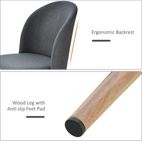 HomCom set 2 scaune captusite, scaune moi pentru sufragerie, scaune pentru living 50x58x85 cm, gri | AOSOM RO
