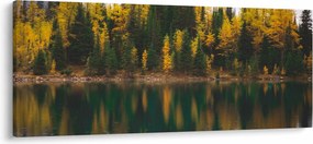 Tablou cu lac de pădure (120x50 cm)