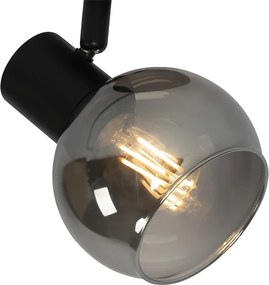 Spot Art Deco negru cu sticlă fumurie - Vidro
