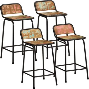 vidaXL Scaune de bar 4 buc 46x35,5x80 cm lemn masiv recuperat