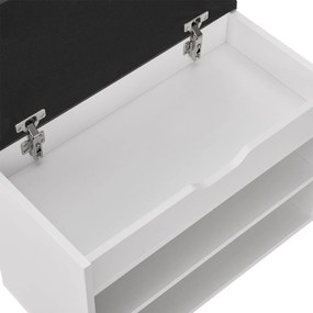 Suport pantofi cu capac rabatabil și șezut căptușit 60 x 30 x 44 cm alb