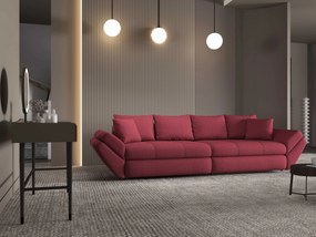 Canapea extensibilă dumonde cu ladă de depozitare si sezut confortabil din spuma high-density, Loana Enjoy Rosu 300x100 cm
