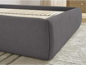 Pat matrimonial gri închis tapițat cu spațiu de depozitare/fără tăblie cu somieră 160x200 cm Inera – Bobochic Paris