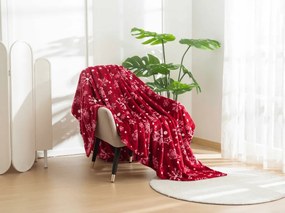 Patura Cocolino rosie de Craciun SNOWFALL Dimensiune: 150 x 200 cm