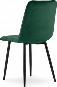 Scaun de catifea verde inchis LAVA BOTTLE GREEN cu picioare negre