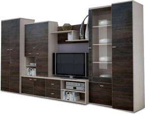 Mobilier living ARS, wenge/stejar deschis, PAL laminat/sticla, 6 piese