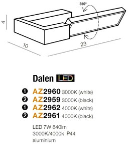 Aplica LED cu spot directionabil pentru baie IP44 Dalen 4000K alba
