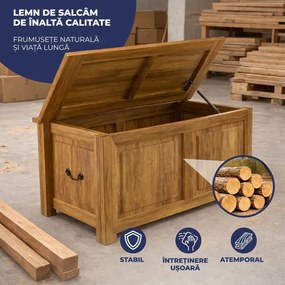 Ladă din lemn TOSCANA, 85x44x48cm, maro natural Casaria
