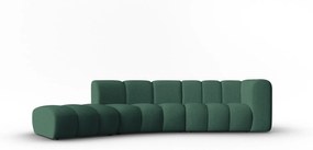 Canapea Lupine cu 5 locuri pe semirotund, colt pe partea stanga si tapiterie din tesatura structurala, verde