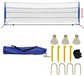 91308 vidaXL Set fileu de badminton, cu fluturași, 500x155 cm