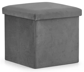 Taburet pliabil gri FURELA VELVET L 38 x 38 x 38 cm